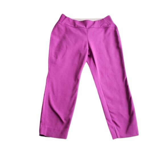 Investments Petite, Neon Violet Mid-Rise Ankle Length Elastic Hip Pants, Sz 4P - Picture 1 of 13